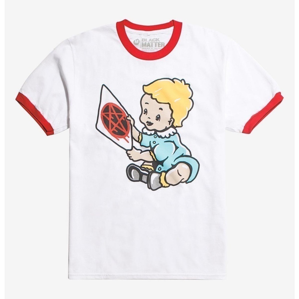 Hot Topic Evil Child Ringer T Shirt Size M - Picture 3 of 7